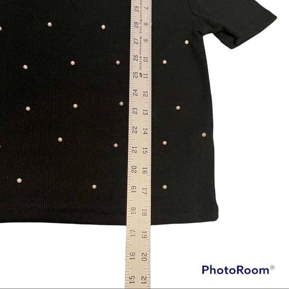Zara Cropped Pearl Detail Top M - Picture 6 of 7